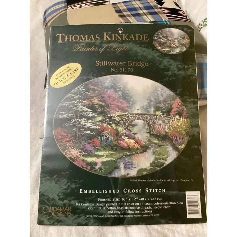 Thomas Kinkade by Candamar Designs Cross Stitch Kit Stillwater Bridge 51170 / 19
